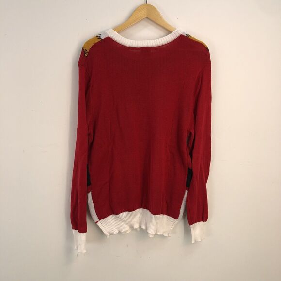 NEW Ugly Christmas Santa Suit Knit Beard Red Sweater Mens Large - Picture 3 of 10